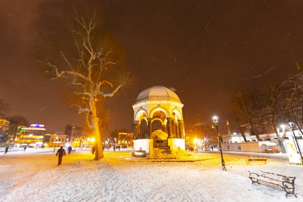 Den Blå Moskén Vintern Dag Med Snö Istanbul — Stockfoto