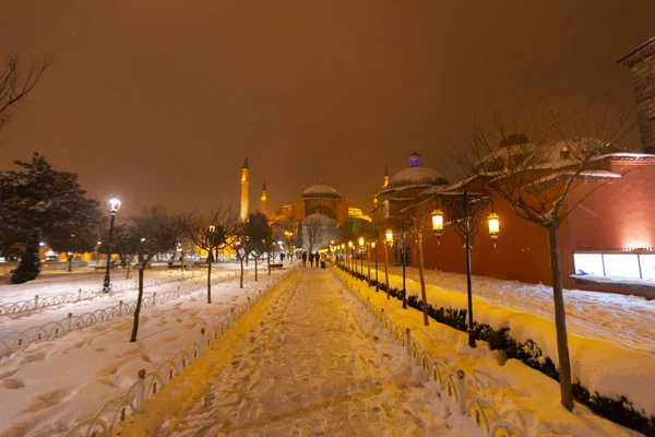 Mezquita Azul Día Invierno Con Nieve Estambul —  Fotos de Stock