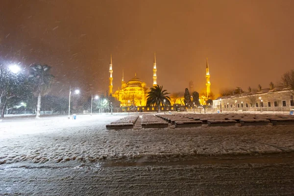 Голубая Мечеть Зимний День Снегом Стамбул — стоковое фото