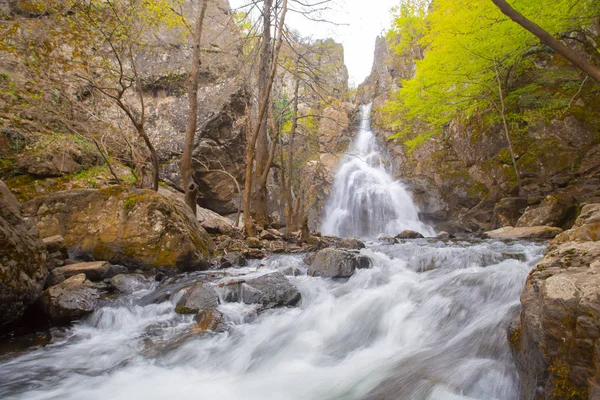 Widok Spektakularny Wodospad Wodą Płynącą Bardzo Szybko Erikli Wodospady Yalova — Zdjęcie stockowe