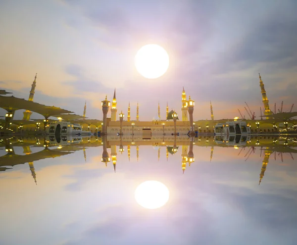 Masjid Nabawi Nabawi Moskee Moskee Van Profeet Medina City Lights — Stockfoto