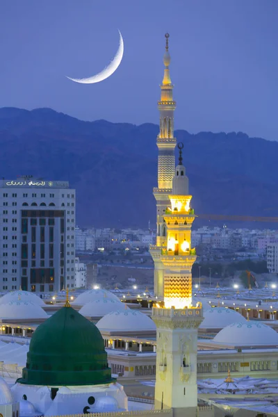 Masjid Nabawi Eller Nabawi Moskén Moskén Profeten Medina Ljusets Stad — Stockfoto