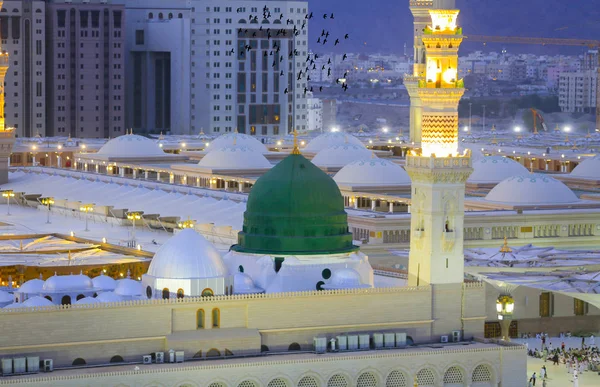 Masjid Nabawi Nabawi Moskee Moskee Van Profeet Medina City Lights — Stockfoto