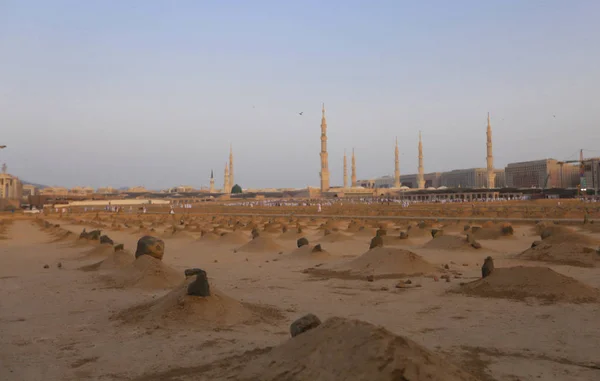 MEDINA, SAUDI ARABIA - July 2019 : The Grave of the al-Baqi, on July 8, 2019 in Medina, Saudi Arabia. Al-Baqi located to the southeast of the Masjid al-Nabawi (The Prophet\'s Mosque).