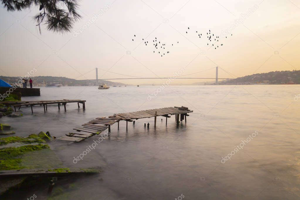Bosphorus Bridge at Sunset; Kuleli, Istanbul,Turkey.