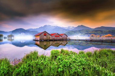 Kış aylarında Kochelsee Gölü, Almanya