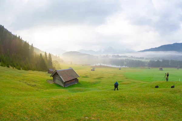 Het Idyllische Meer Geroldsee Het Karwendel Gebergte Beierse Alpen — Stockfoto