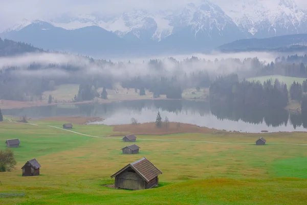 Het Idyllische Meer Geroldsee Het Karwendel Gebergte Beierse Alpen — Stockfoto