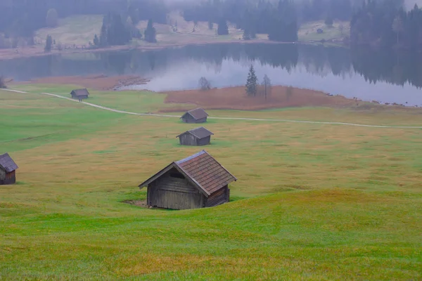 Geroldsee Idilli Bajor Alpok Karwendel Hegységben — Stock Fotó