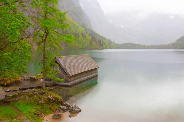 Beautiful View Traditional Wooden Boat House Shores Famous Lake Obersee — Stock Photo, Image
