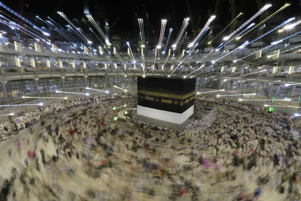 Muslim Pilgrims All World Touring Kaaba Night Hajj Saudi Arabia — Stock Photo, Image