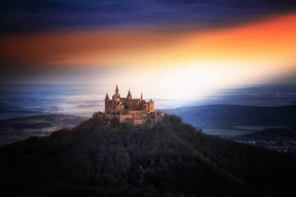 Castelo Hohenzollern Nascer Sol Baden Wuerttemberg Alemanha — Fotografia de Stock