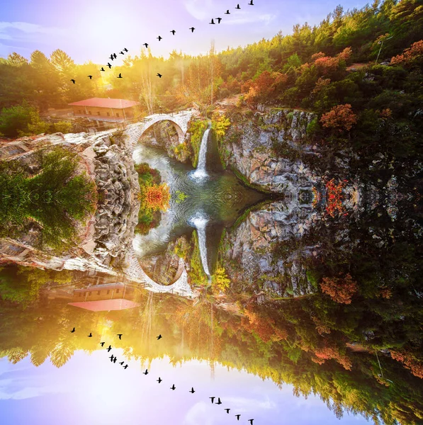 Clandras köprüsü ve şelalesi. karahall / uşak