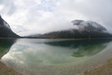 Avusturya Alpleri'ndeki Plansee Gölü'nün panoramik manzarası