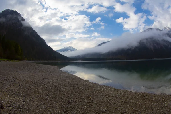 Panoramiczny Widok Jezioro Plansee Alpach Austriackich — Zdjęcie stockowe