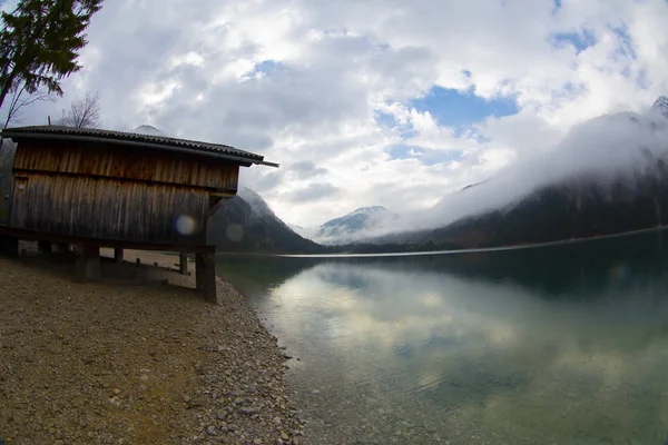 Panoramiczny Widok Jezioro Plansee Alpach Austriackich — Zdjęcie stockowe