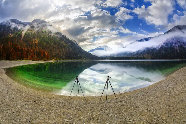 Panoramautsikt Innsjøen Plansee Alpene Østerrike – stockfoto