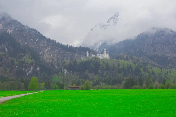 Kasteel Neuschwanstein Landschap Duitsland — Stockfoto