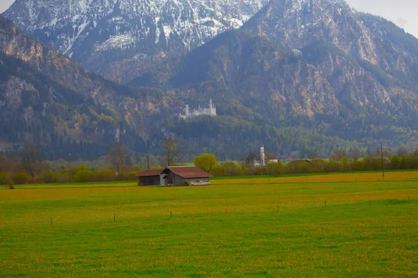 Όμορφη Θέα Του Παγκοσμίου Φήμης Κάστρου Neuschwanstein Παλάτι Romanesque Revival — Φωτογραφία Αρχείου