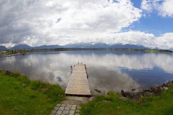 Vista Del Lago Hopfensee Baviera Alemania —  Fotos de Stock