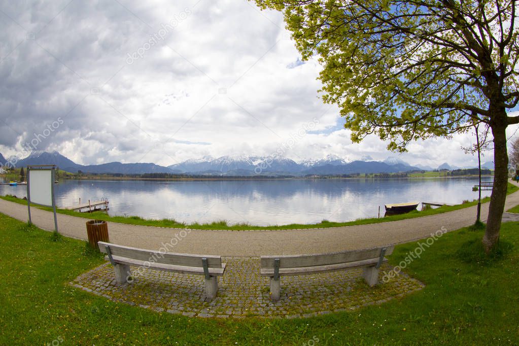 View of Hopfensee lake.Bavaria, Germany