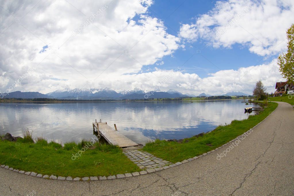 View of Hopfensee lake.Bavaria, Germany