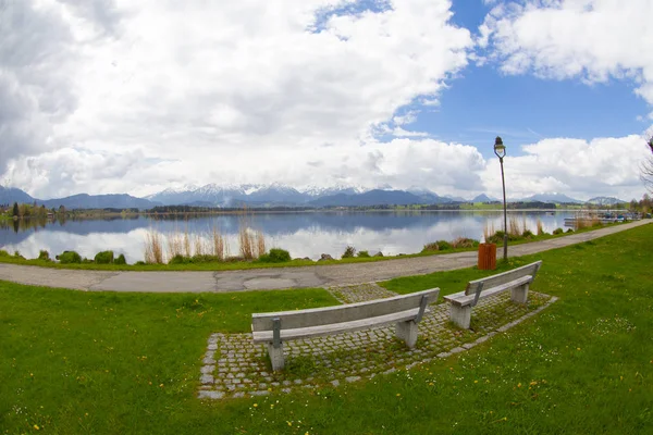 Vista Lago Hopfensee Baviera Alemanha — Fotografia de Stock