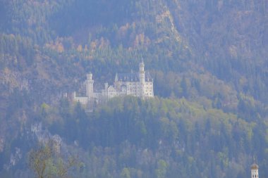 Neuschwanstein Kalesi 'nin manzarası. Almanya