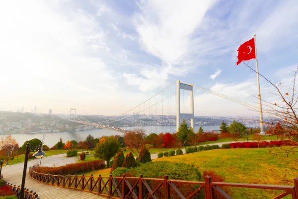 Istanbul Bosphorus Bridge Lipca Most Męczenników Stambuł Turcja — Zdjęcie stockowe