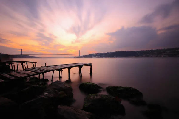 Unfinished Pier Ruins Beach Long Exposure Technical Shoot — ストック写真