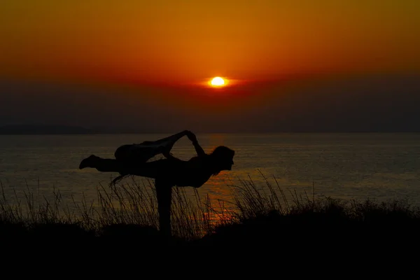 Dancing Ballerina Sunset Beach — Stock Photo, Image