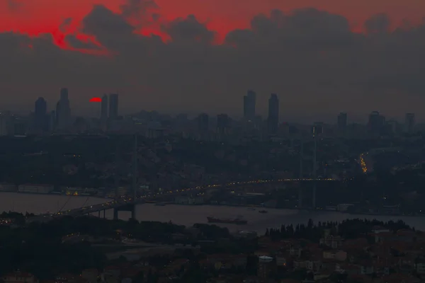 Güneş Doğarken Stanbul Boğaz Köprüsü Nün Fotoğrafı Asya Avrupa Olmak — Stok fotoğraf