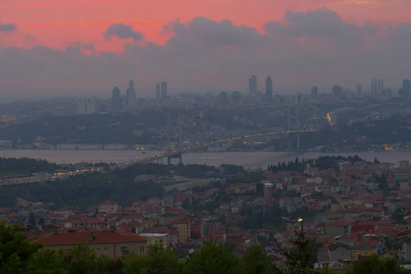 Photo Pont Bosphore Istanbul Lever Soleil Unit Deux Continents Différents — Photo