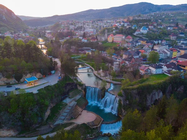 Vista Aerea Sulla Cascata Pliva Jajce Bosnia Erzegovina — Foto Stock