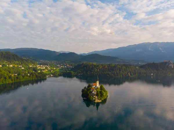 Bled Slovénie Vue Aérienne Panoramique Sur Lac Bled Blejsko Jezero — Photo