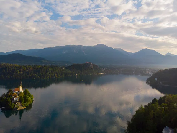 Bled Eslovênia Vista Panorâmica Aérea Panorâmica Lago Bled Blejsko Jezero — Fotografia de Stock