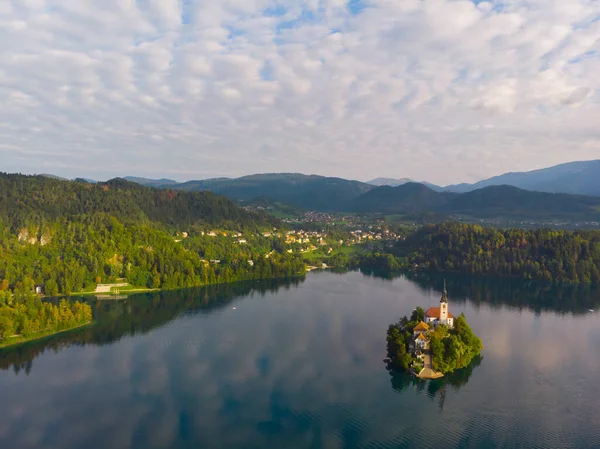 Bled Slovénie Vue Aérienne Panoramique Sur Lac Bled Blejsko Jezero — Photo