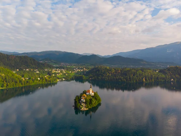 Bled Slovénie Vue Aérienne Panoramique Sur Lac Bled Blejsko Jezero — Photo