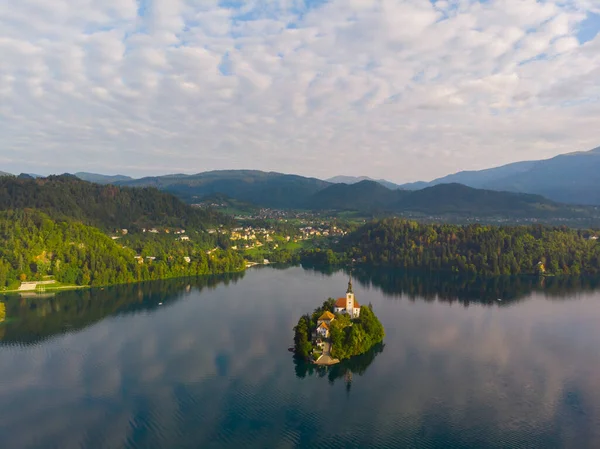 Bled Slovénie Vue Aérienne Panoramique Sur Lac Bled Blejsko Jezero — Photo