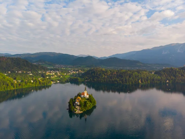 Bled Slowenien Blick Aus Der Luft Auf Den Blejsko Jezero — Stockfoto