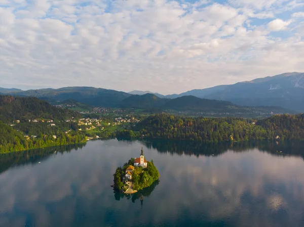 Bled Slovenia Aerial Panoramic Skyline View Lake Bled Blejsko Jezero — стокове фото