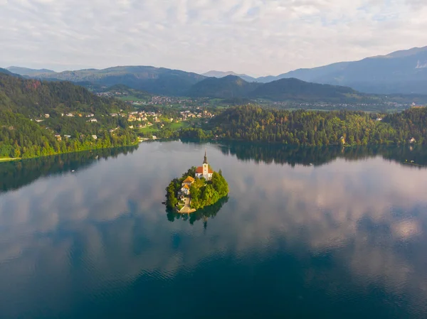 Bled Slowenien Blick Aus Der Luft Auf Den Blejsko Jezero — Stockfoto