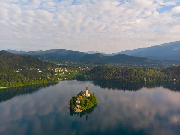 Bled Slovenia Aerial Panoramic Skyline View Lake Bled Blejsko Jezero — стокове фото