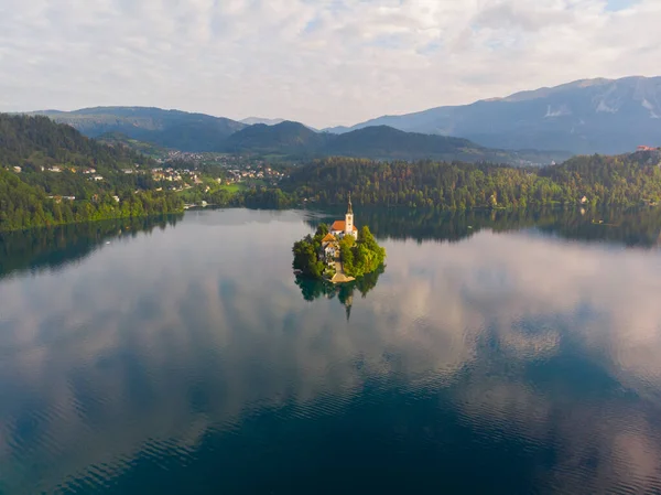 Bled Slowenien Blick Aus Der Luft Auf Den Blejsko Jezero — Stockfoto