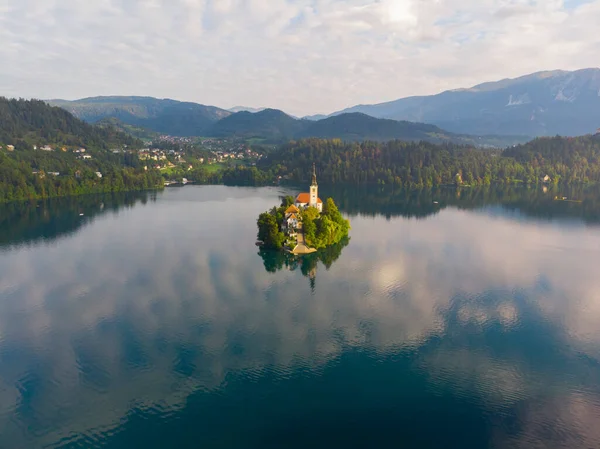 Bled Slovenia Aerial Panoramic Skyline View Lake Bled Blejsko Jezero — Stock Photo, Image