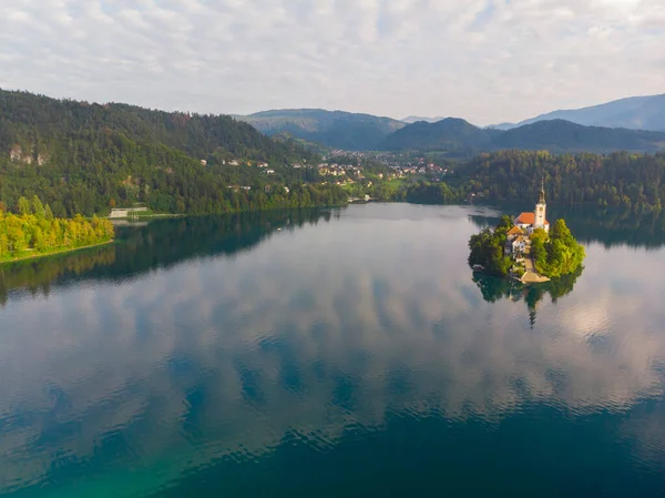 Bled Slovenia Aerial Panoramic Skyline View Lake Bled Blejsko Jezero — стокове фото