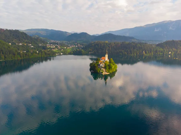 Bled Slovénie Vue Aérienne Panoramique Sur Lac Bled Blejsko Jezero — Photo