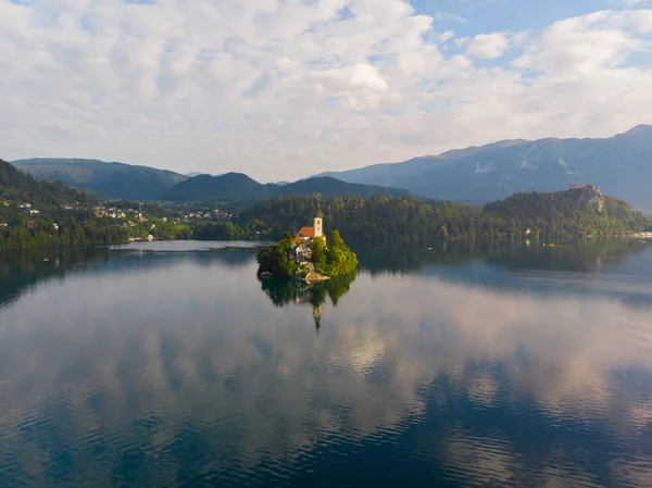 Bled Slovenia Aerial Panoramic Skyline View Lake Bled Blejsko Jezero — стокове фото