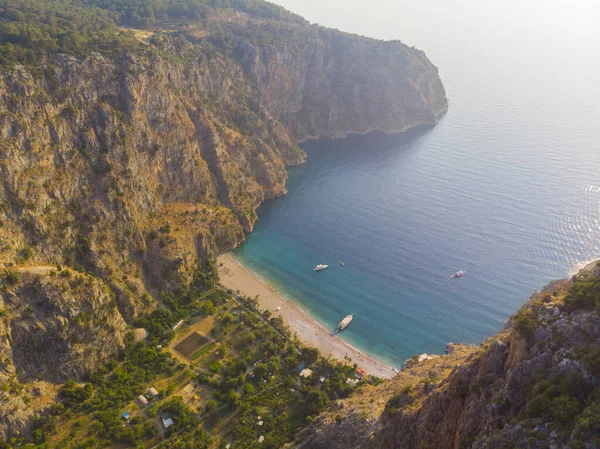 Schmetterlingstal Meerblick Und Boot Oludeniz Türkei Küste Feld — Stockfoto