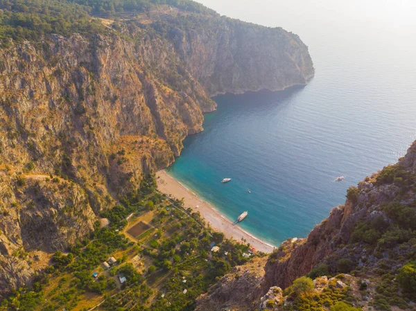 Schmetterlingstal Meerblick Und Boot Oludeniz Türkei Küste Feld — Stockfoto